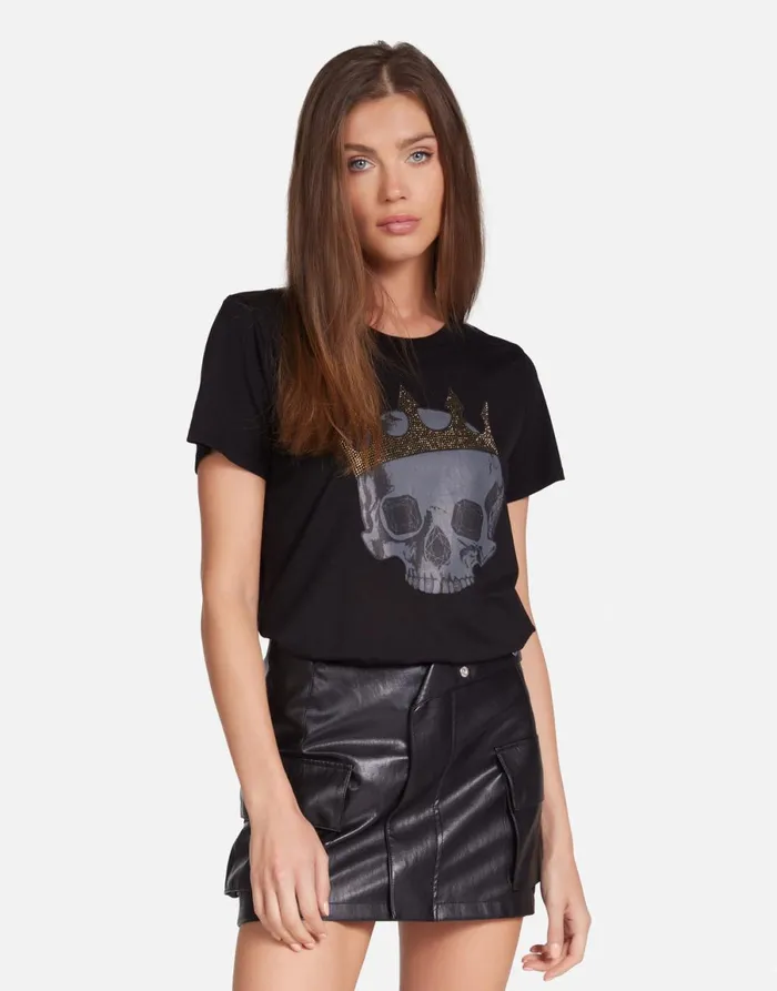 Wolf Diamond Royal Skull Black Women039s Lauren Moshi Short Sleeve