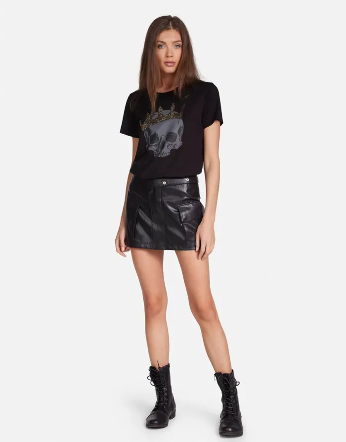 Wolf Diamond Royal Skull Black Women039s Lauren Moshi Short Sleeve