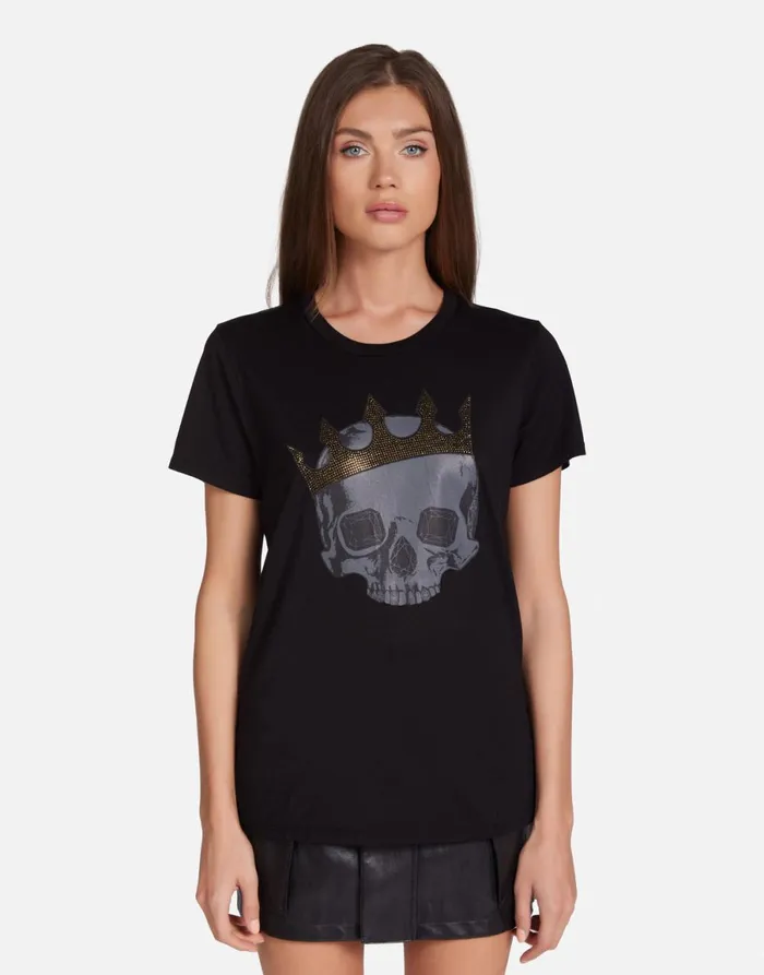 Wolf Diamond Royal Skull Black Women039s Lauren Moshi Short Sleeve