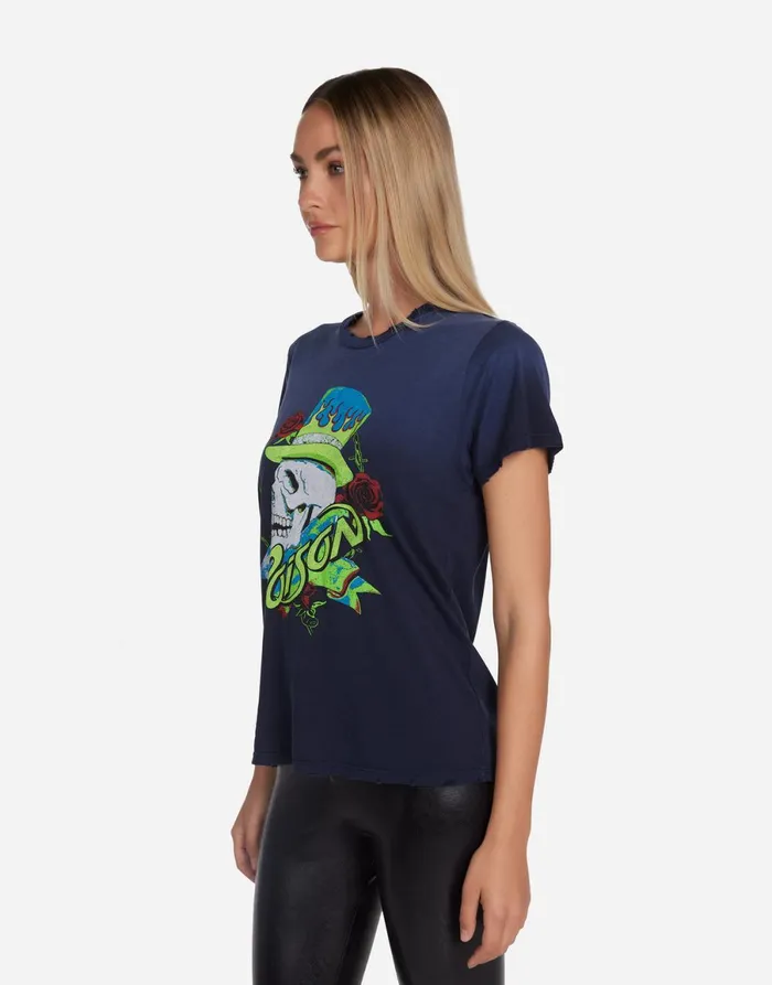 Wolf Neon Poison Skull Navy Ombre Women039s Lauren Moshi Short Sleeve