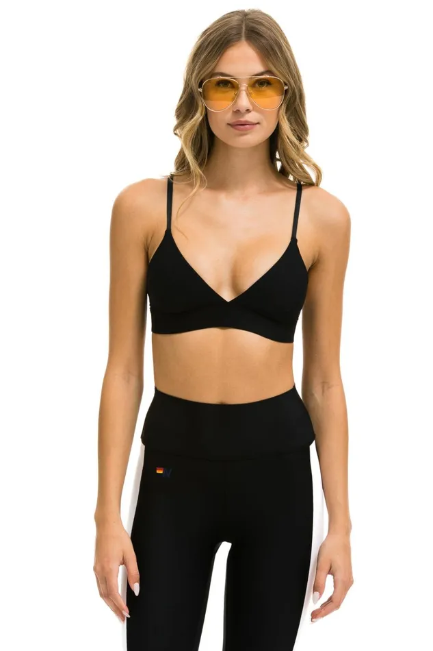 Women Activewear Aviator Nation TRIANGLE ADJUSTABLE WOMENS SPORTS BRA 8211 BLACK