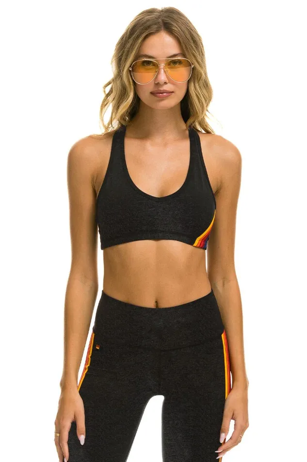 Women Activewear Aviator Nation WOMEN039S 5 STRIPE SPORTS BRA 8211 CHARCOAL