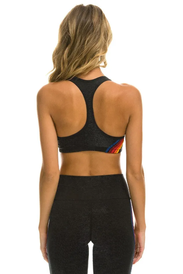 Women Activewear Aviator Nation WOMEN039S 5 STRIPE SPORTS BRA 8211 CHARCOAL Women Activewear Aviator Nation WOMEN039S 5 STRIPE SPORTS BRA 8211 CHARCOAL