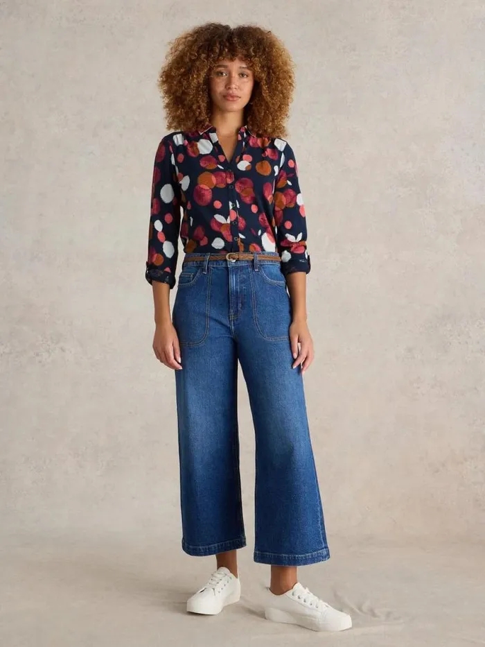 Women ANNIE COTTON SHIRT Plum Purple Print White Stuff Tops and Tees