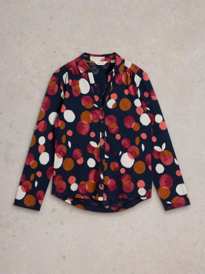 Women ANNIE COTTON SHIRT Plum Purple Print White Stuff Tops and Tees