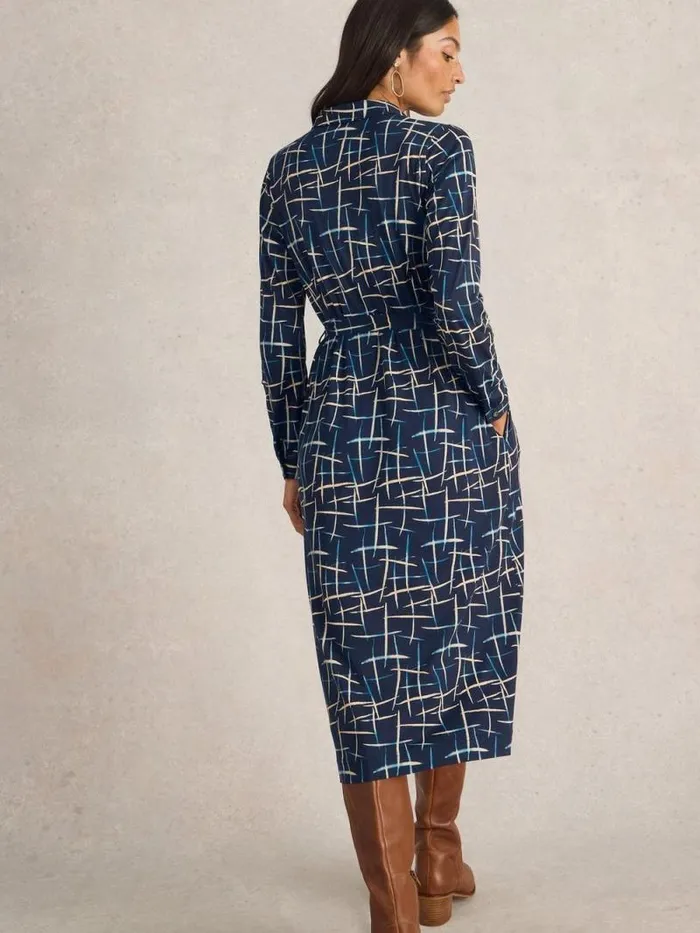 Women Annie Jersey Shirt Midi Dress Navy Print White Stuff Dresses Women Annie Jersey Shirt Midi Dress Navy Print White Stuff Dresses