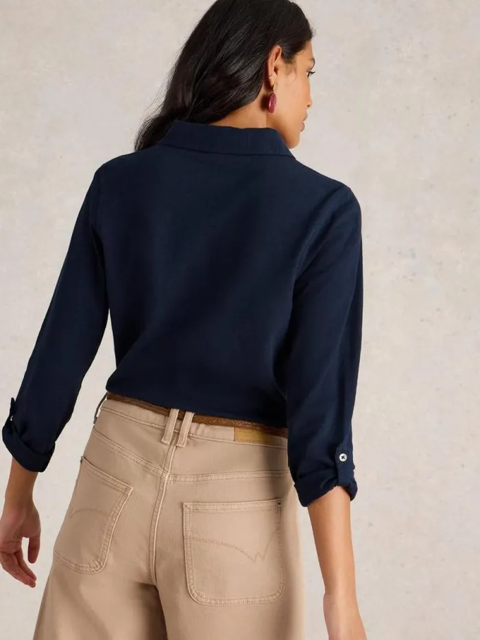 Women ANNIE TEXTURED SHIRT French Navy White Stuff Shirts and Blouses Women ANNIE TEXTURED SHIRT French Navy White Stuff Shirts and Blouses