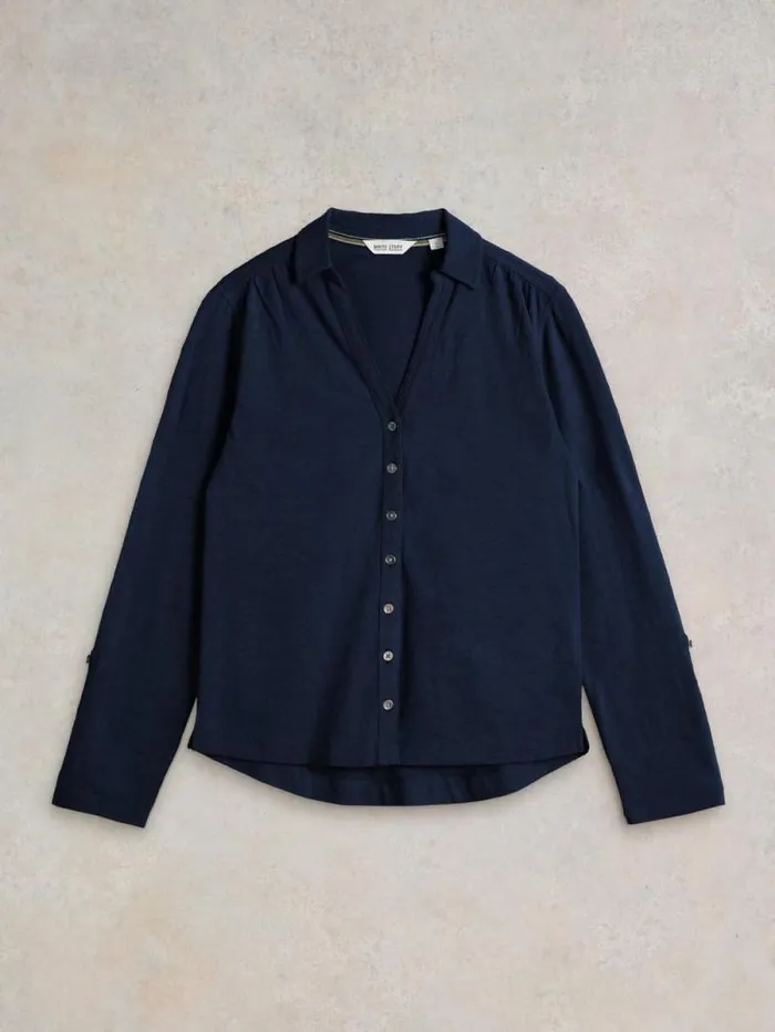 Women ANNIE TEXTURED SHIRT French Navy White Stuff Shirts and Blouses Women ANNIE TEXTURED SHIRT French Navy White Stuff Shirts and Blouses
