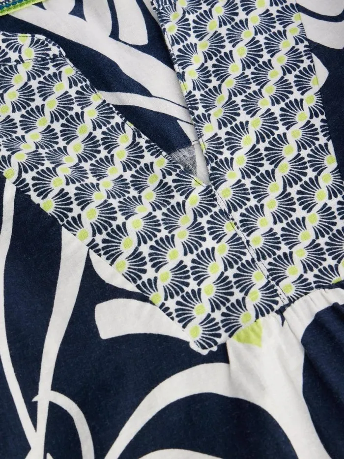 Women Ash Linen Blend Top Navy Print White Stuff Tops and Tees
