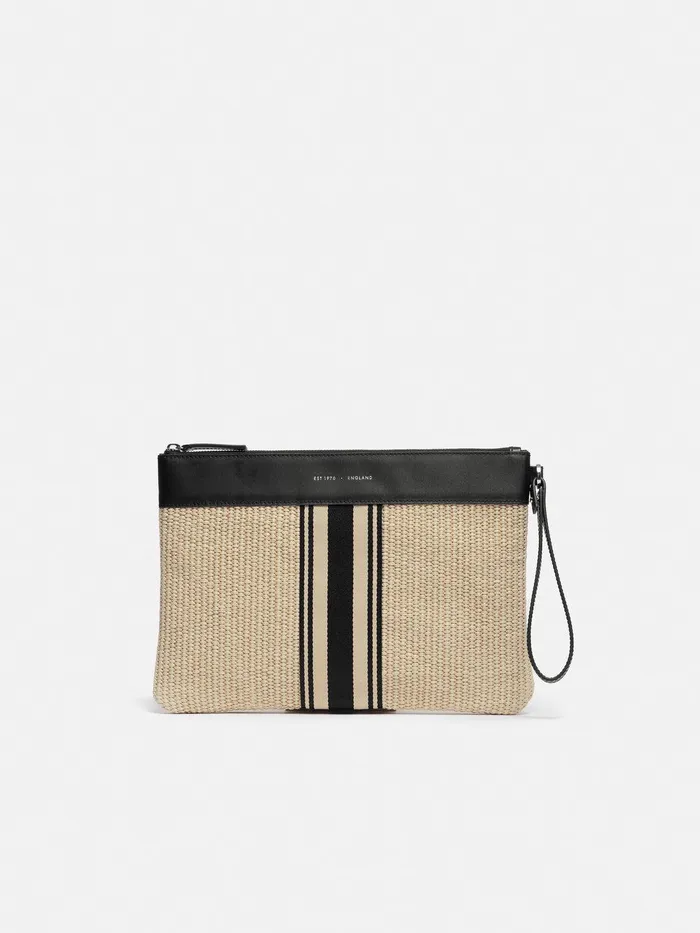 Women Athena Stripe Woven Pouch Natural Jigsaw Bags