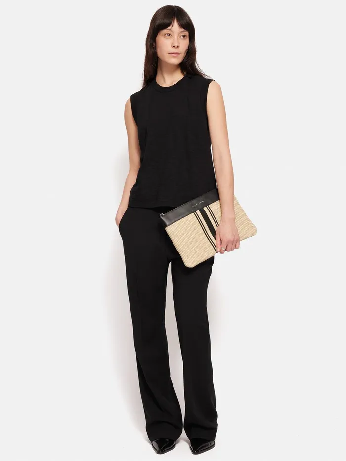 Women Athena Stripe Woven Pouch Natural Jigsaw Bags