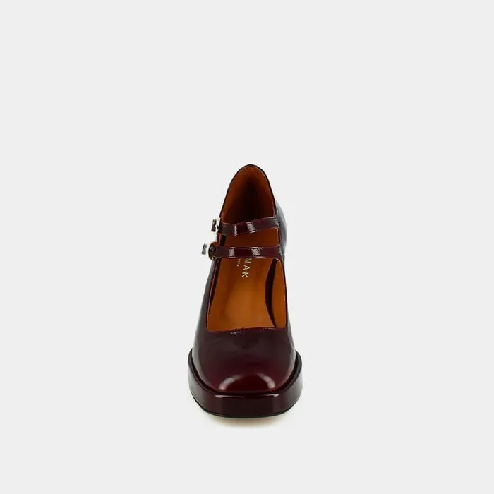 Women Babies With Double Straps And Platforms Burgundy JONAK Babies Saloms
