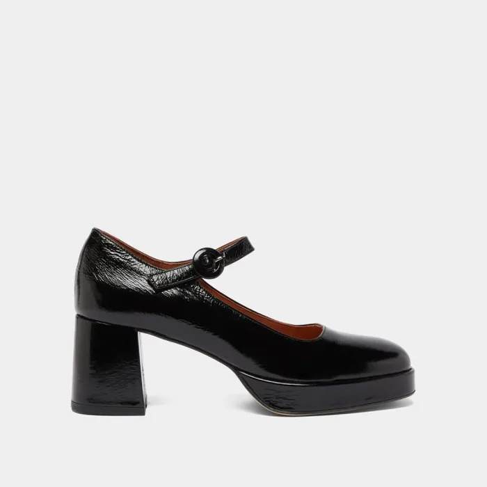 Women Babies With Heels And Unique Straps Black JONAK Babies Saloms