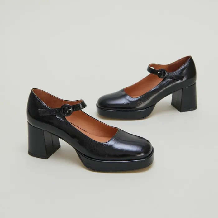 Women Babies With Heels And Unique Straps Black JONAK Babies Saloms