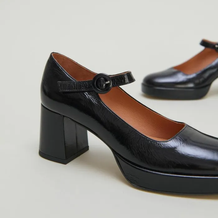 Women Babies With Heels And Unique Straps Black JONAK Babies Saloms