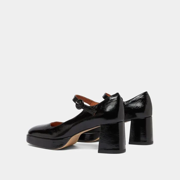 Women Babies With Heels And Unique Straps Black JONAK Babies Saloms