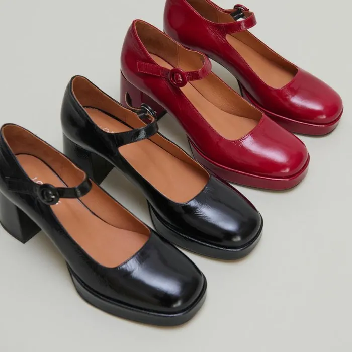 Women Babies With Heels And Unique Straps Black JONAK Babies Saloms