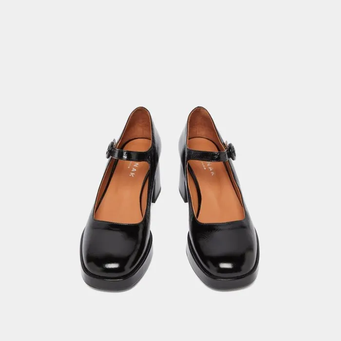 Women Babies With Heels And Unique Straps Black JONAK Babies Saloms