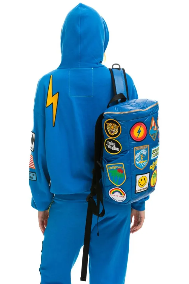 Women Backpacks Aviator Nation VINTAGE PATCH PUFFER BACKPACK 8211 SNORKEL BLUE GLOSSY Women Backpacks Aviator Nation VINTAGE PATCH PUFFER BACKPACK 8211 SNORKEL BLUE GLOSSY