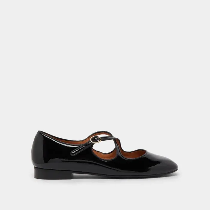 Women Ballet Flats With Crossed Straps Black Black JONAK Ballet Flats