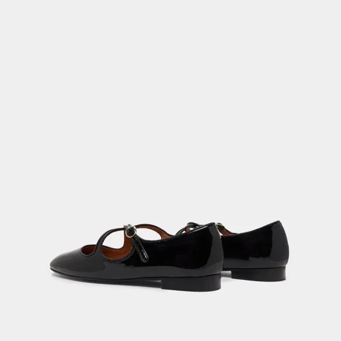 Women Ballet Flats With Crossed Straps Black Black JONAK Ballet Flats