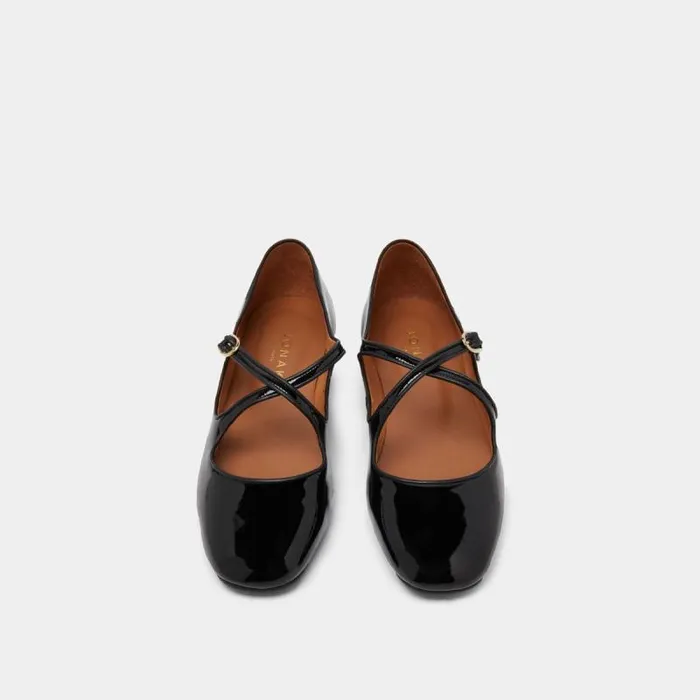 Women Ballet Flats With Crossed Straps Black Black JONAK Ballet Flats