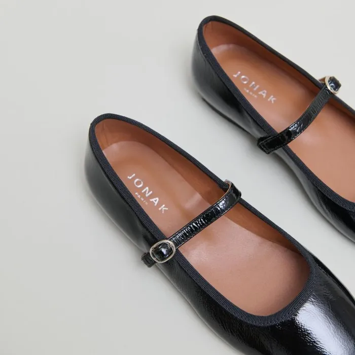 Women Ballet Flats With Straps Black JONAK Ballet Flats