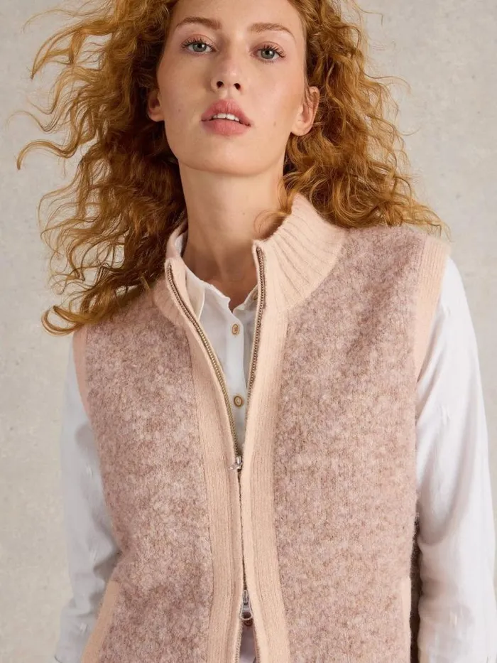 Women BECKY BOUCLE GILET Light Natural White Stuff Knitwear