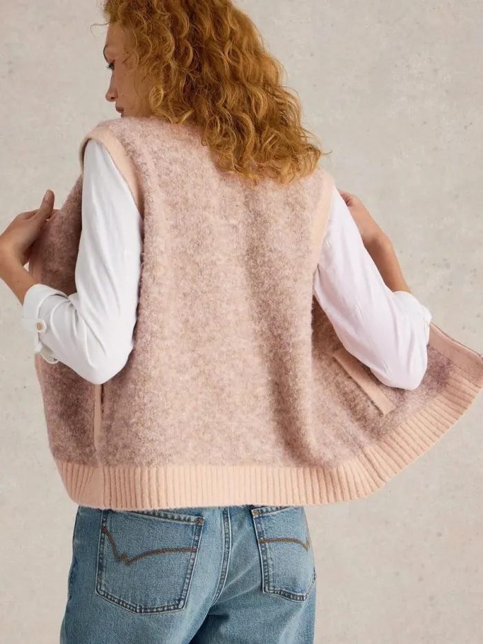 Women BECKY BOUCLE GILET Light Natural White Stuff Knitwear