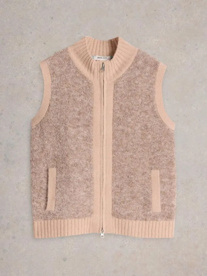 Women BECKY BOUCLE GILET Light Natural White Stuff Knitwear