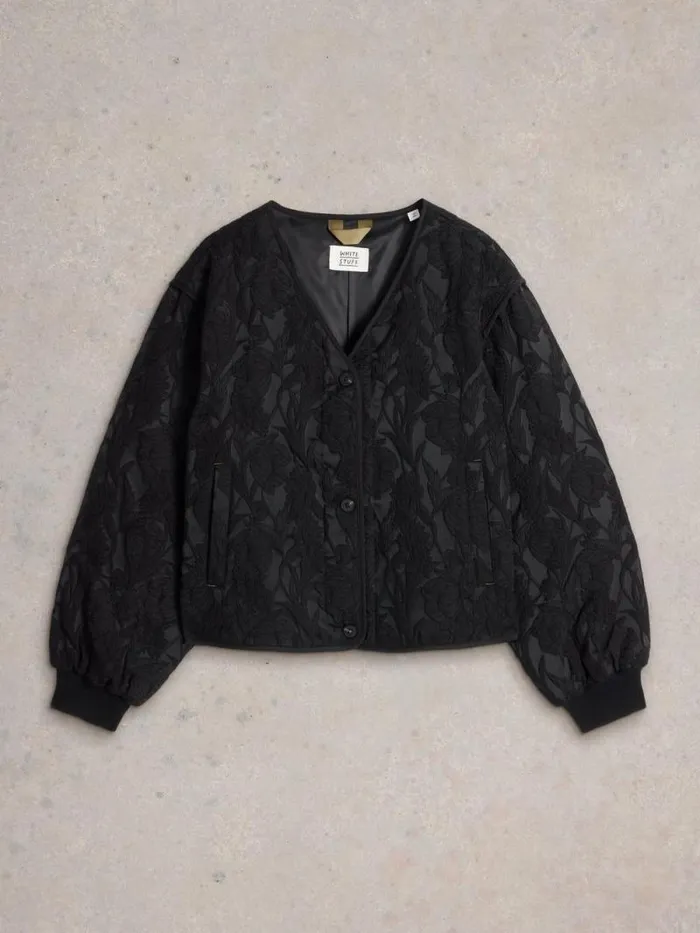 Women Bella Jacquard Jacket Pure Black White Stuff Coats and Jackets Women Bella Jacquard Jacket Pure Black White Stuff Coats and Jackets