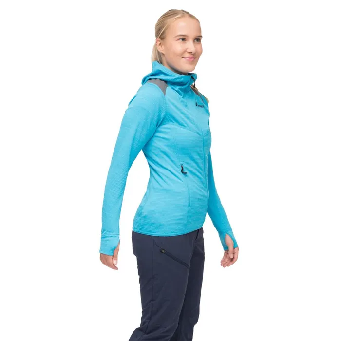 Women Bergans Of Norway Fleece Rabot Active Mid Hood W Jacket Aqua Lagoon