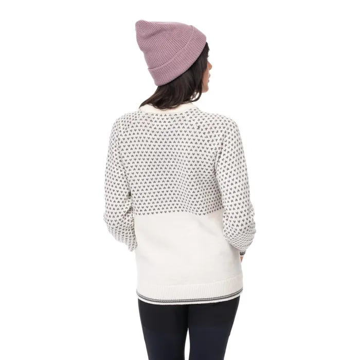 Women Bergans Of Norway Jumpers And Long Sleeves Alvdal Wool Jumper Vanilla White Solid Dark Grey