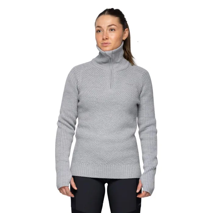Women Bergans Of Norway Jumpers And Long Sleeves Ulriken Jumper Magnesium Grey