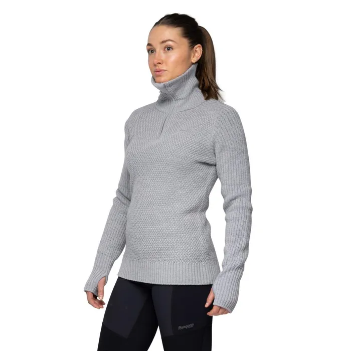 Women Bergans Of Norway Jumpers And Long Sleeves Ulriken Jumper Magnesium Grey