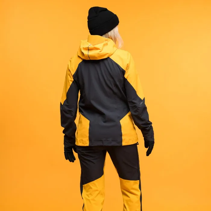 Women Bergans Of Norway Softshell Jackets Y Mountainline Hybrid Softshell Jacket Mango Yellow Dark Shadow Grey