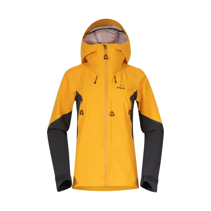 Women Bergans Of Norway Softshell Jackets Y Mountainline Hybrid Softshell Jacket Mango Yellow Dark Shadow Grey