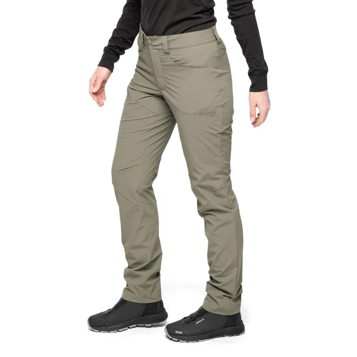 Women Bergans Of Norway Softshell Pants Vandre Light Softshell Pants Green Mud