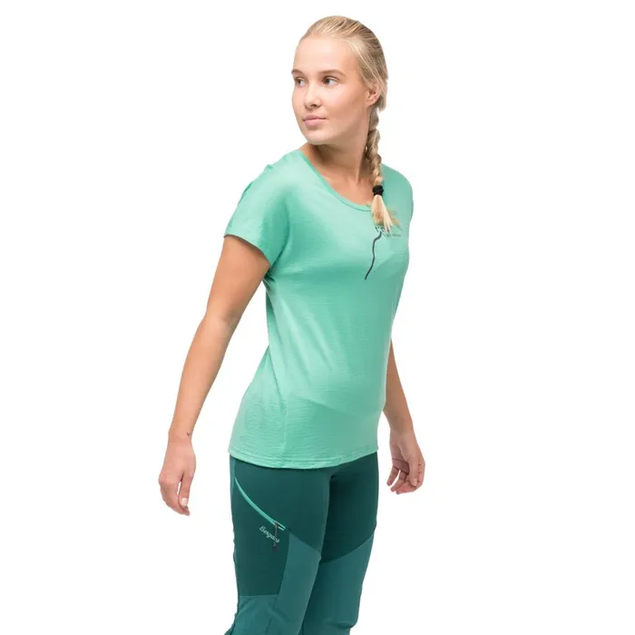 Women Bergans Of Norway TShirts Tind Altitude Merino Tee Light Malachite Green