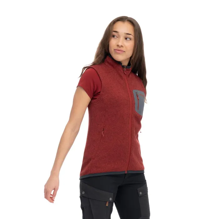 Women Bergans Of Norway Vests Kamphaug Knitted Vest Chianti Red