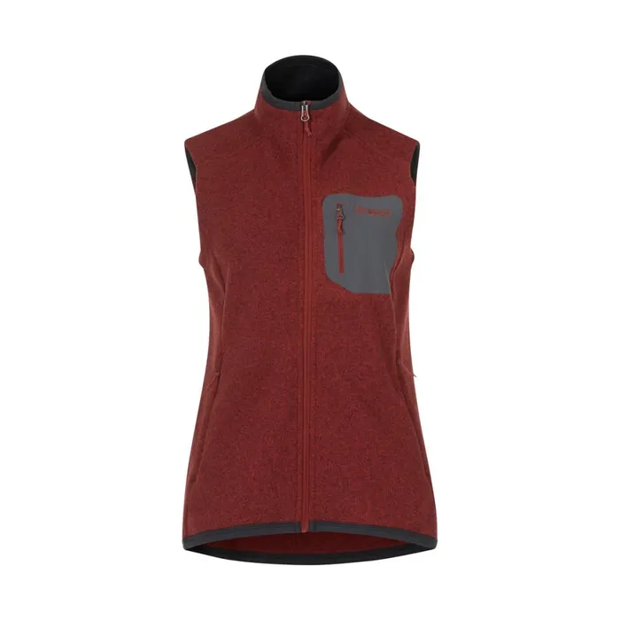 Women Bergans Of Norway Vests Kamphaug Knitted Vest Chianti Red