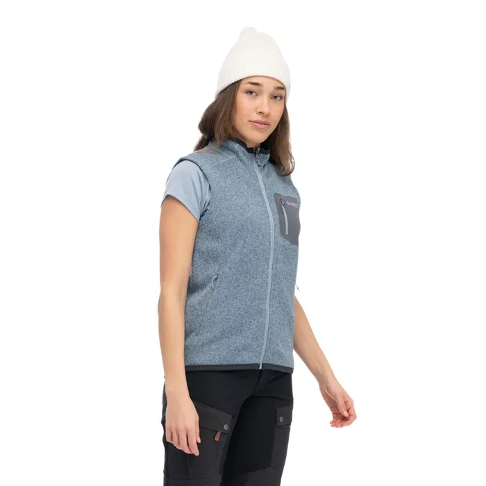 Women Bergans Of Norway Vests Kamphaug Knitted Vest Husky Blue