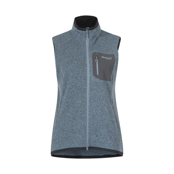 Women Bergans Of Norway Vests Kamphaug Knitted Vest Husky Blue