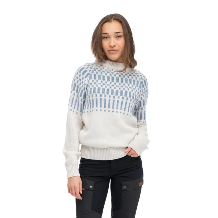 Women Bergans Of Norway Wool Nordmarka Merino Jumper Vanilla White Husky Blue