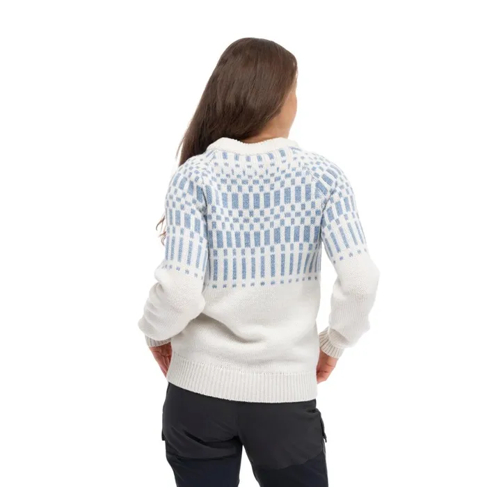 Women Bergans Of Norway Wool Nordmarka Merino Jumper Vanilla White Husky Blue