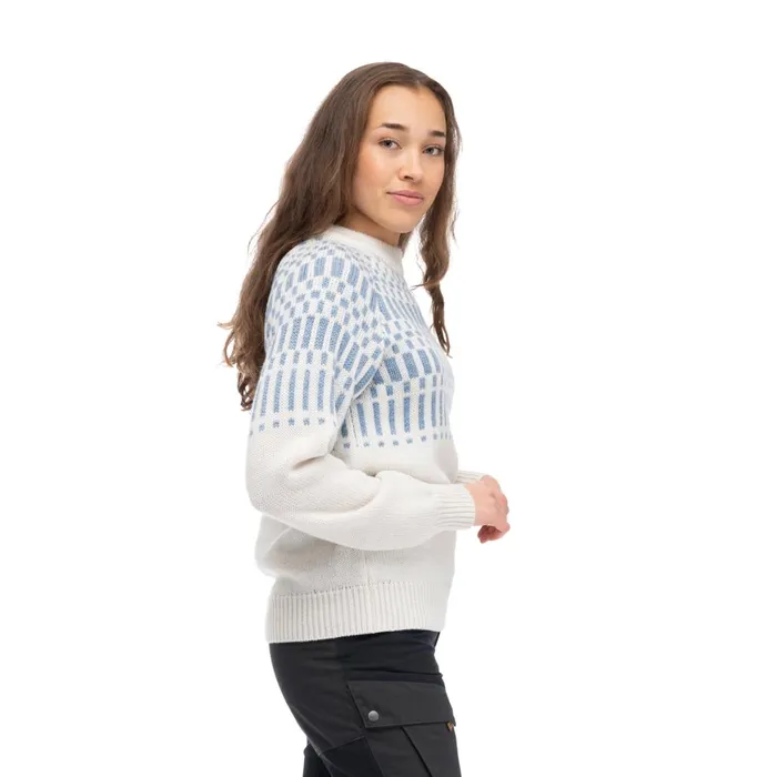 Women Bergans Of Norway Wool Nordmarka Merino Jumper Vanilla White Husky Blue