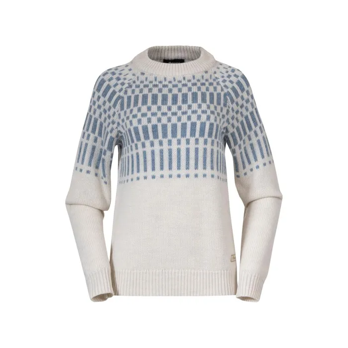 Women Bergans Of Norway Wool Nordmarka Merino Jumper Vanilla White Husky Blue