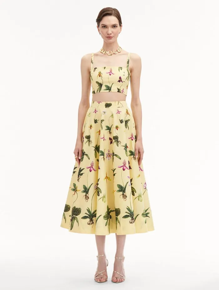 Women Blouses and Knits Oscar De La Renta Orchid Cotton Poplin Cropped Tank Yellow Multi Women Blouses and Knits Oscar De La Renta Orchid Cotton Poplin Cropped Tank Yellow Multi