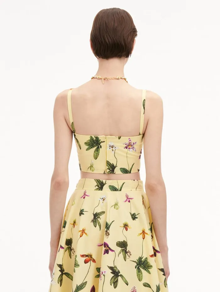 Women Blouses and Knits Oscar De La Renta Orchid Cotton Poplin Cropped Tank Yellow Multi Women Blouses and Knits Oscar De La Renta Orchid Cotton Poplin Cropped Tank Yellow Multi