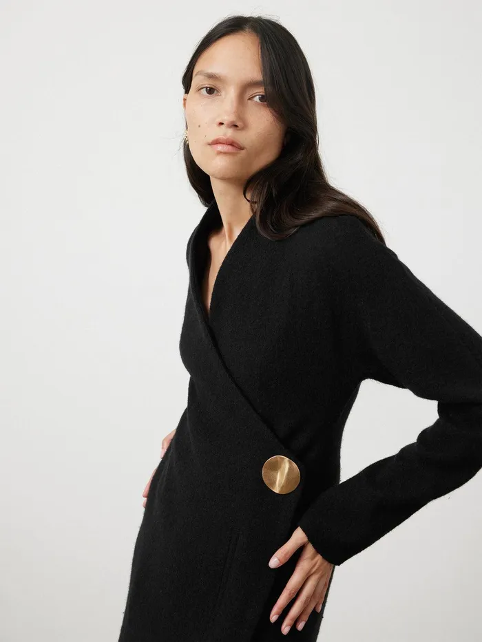 Women Boiled Wool Blend Disc Dress Black Jigsaw Dresses and Jumpsuits